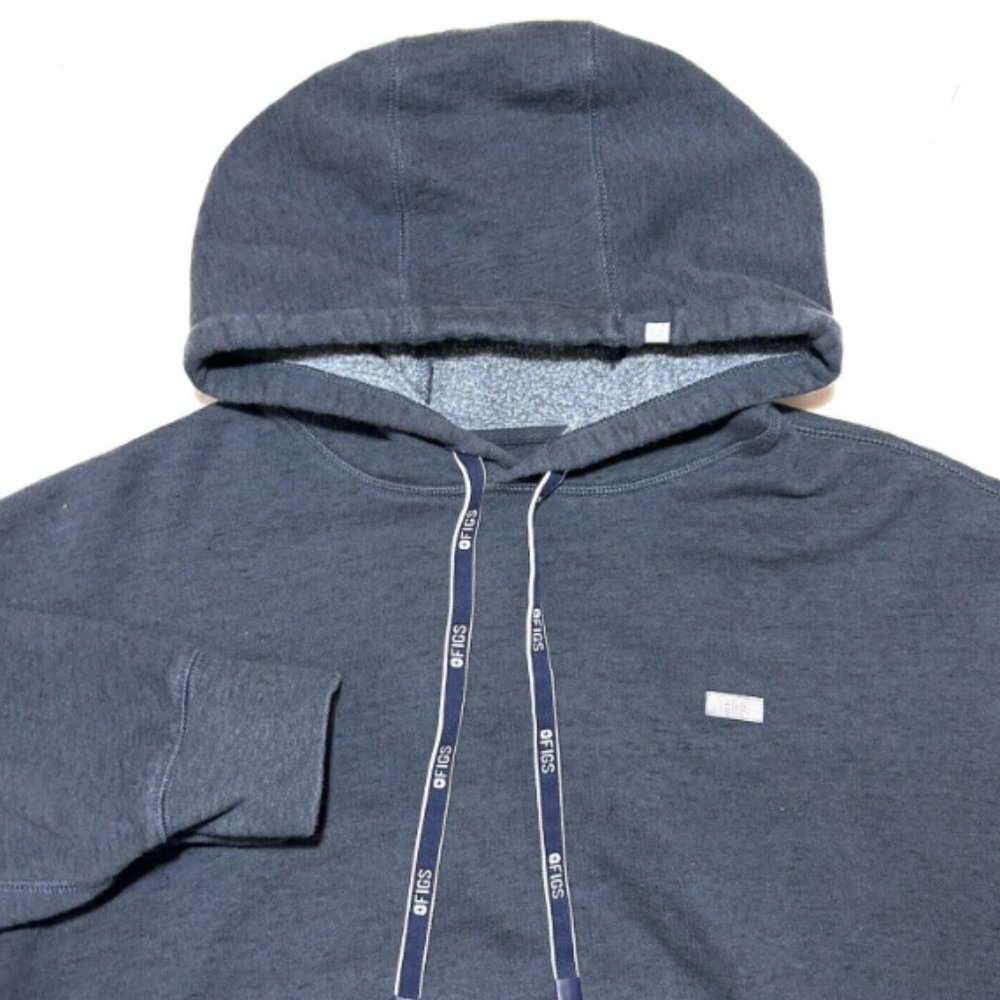 FIGS Essential Full Zip Hoodie Mens M Blue Fleece Long Sleeve Sweatshirt Scrubs